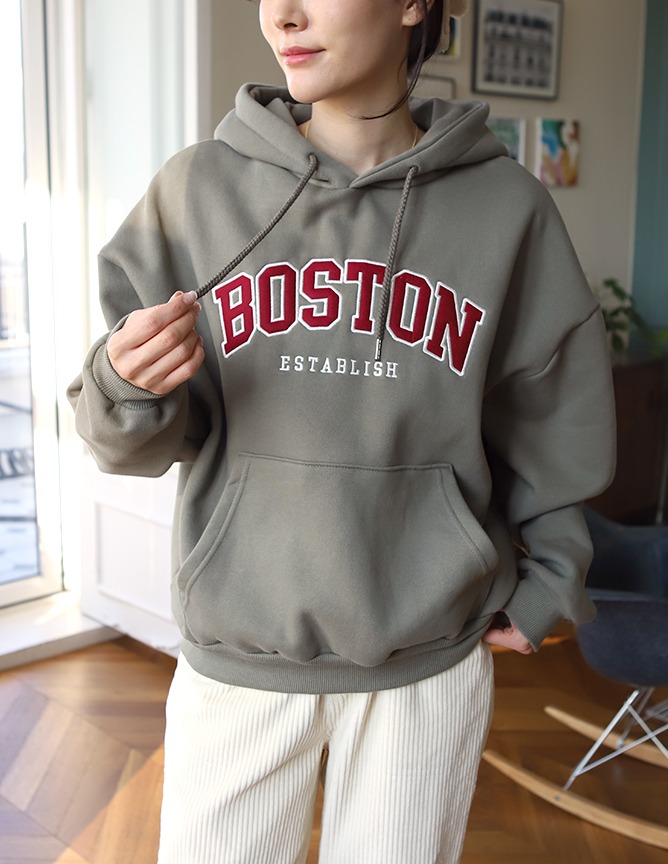 보스턴 기모 후드티셔츠